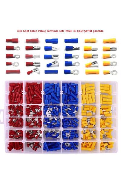 Hatfon Elektronik 480 Adet Kablo Pabuç Terminal Seti İzoleli 30 Çeşit Şeffaf ...