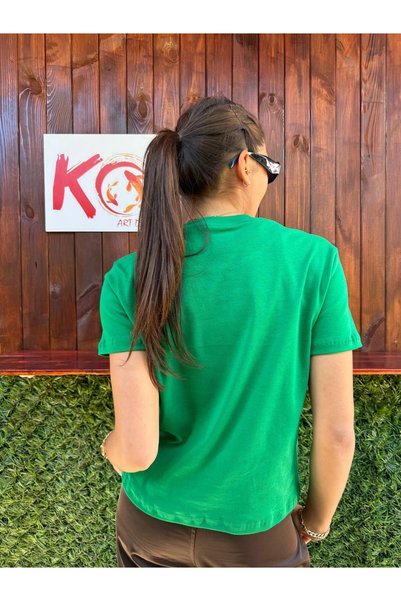 Butik Ducky Style / Women's Green Color T-Shirt