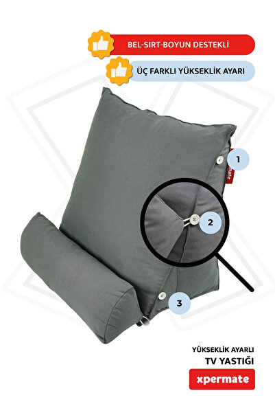 XPERMATE Сіра подушка для телевізора - подушка для шиї, попереку та спини після операції та під час хвороби