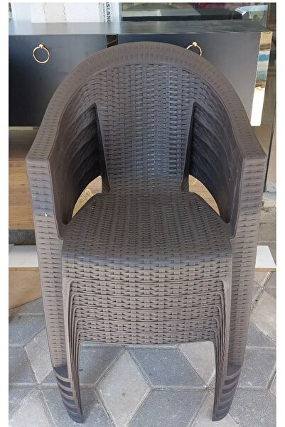 NetBazaars Plastik Sandalye 6 Adet Rattan Efektli