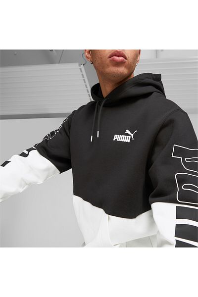 Puma Mens POWER Colourblock Hoodie Sweatshirt - Black