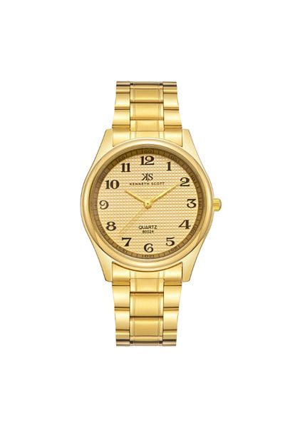 Kenneth Scott Men's Analog Champagne Dial Watch - K23052-GBGC