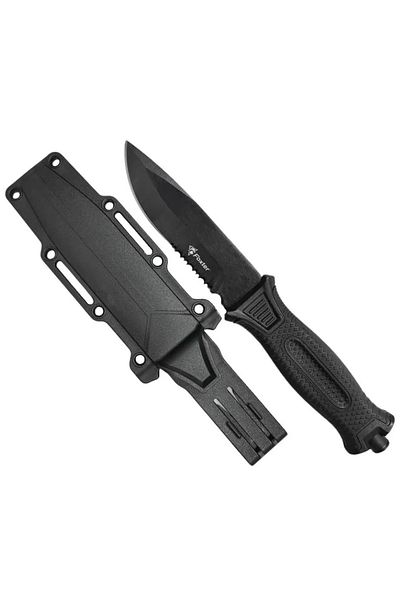 OEM Cutit militar tactic, 25 cm, cu dispozitiv de spart geamuri, toc, negru