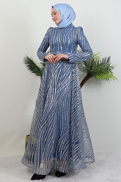 GİYZAMİLA Βραδινό φόρεμα Basra Glitter Indigo