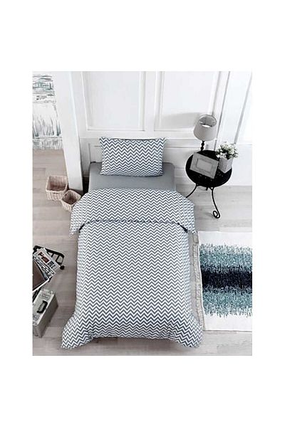 Homelux Duvet cover set 200x220 cm + 2 pillowcases 50x70 cm, Acasa, 100% cotton, white/gray