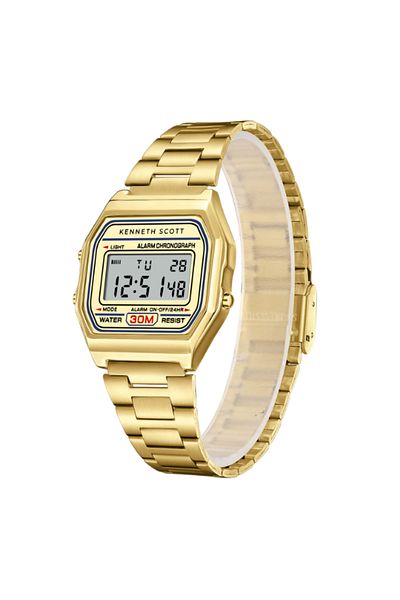 Kenneth Scott Men's Digital Champagne Dial Watch - K25206-GBGC
