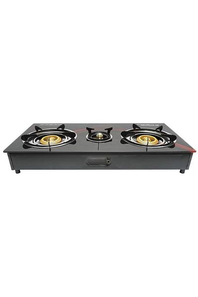 MACVI Aragaz Portabil Macvi® GPL cu 3 Arzatoare, Sticla Securizata, Aprindere Quartz, Compact, sigura