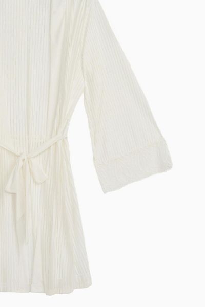 Wonna Dressing Gown with Lace Detail-2578-Ecru