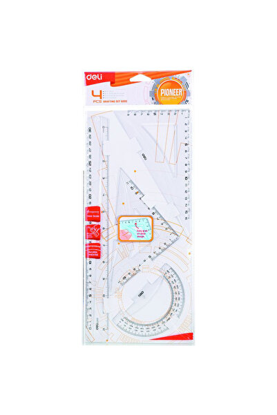 Deli Σετ Γεωμετρίας 4 Τεμαχίων Διαφανές EG00512 Deli