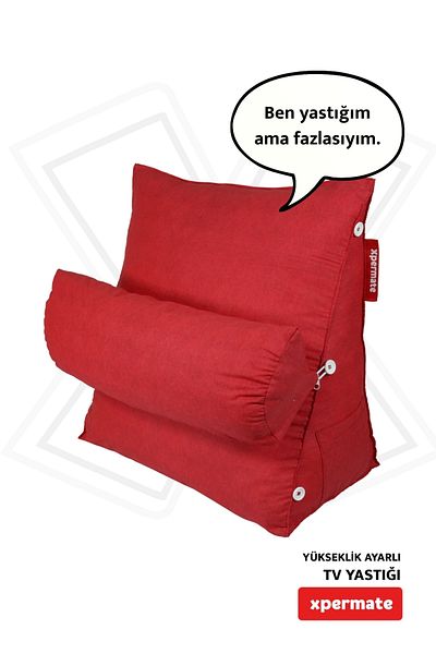 XPERMATE Red Tv and Book Reading Pillow - Lumbar, Back and Neck Support, Height Adjustable