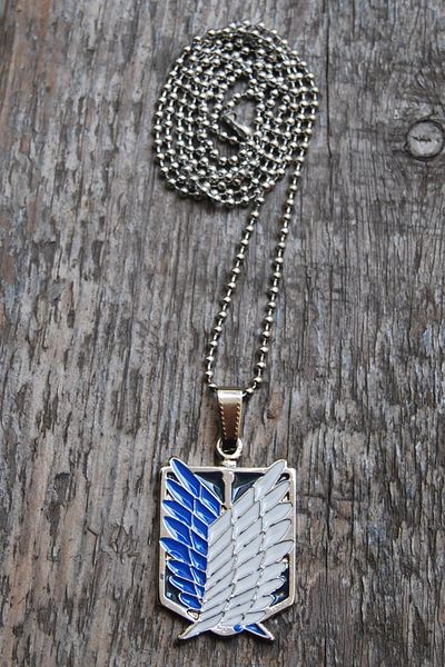 Rua Jewelry Attack on Titan Anime Fan Necklace - Enamel Silver Color Ball Chain