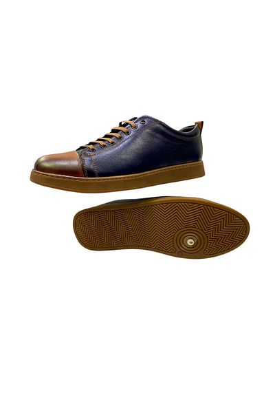 SULA Men's Lace-Up Shoes Stitched Rubber Sole Genuine Leather Tan-Lacquer