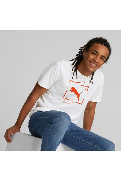 Puma Mens Cat Graphic T-Shirt - White