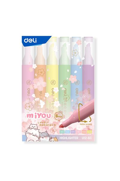 Deli Set de 6 evidențiatoare Slim Miyou Macarons Deli