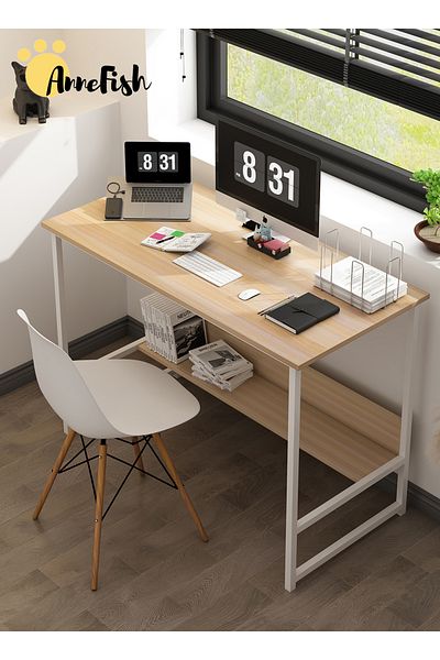 AnneFish 100/120cm Computer Desk Home Office Writing Study Desk Simple Style Laptop Table With Storage Board