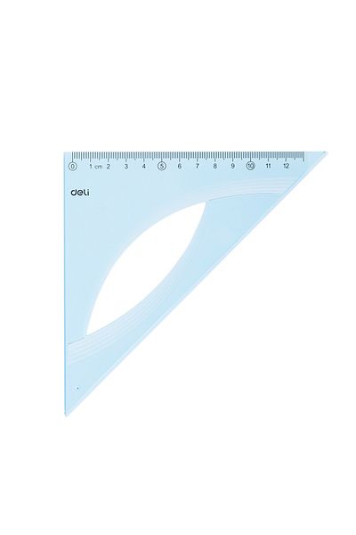 Deli Set Square 12cm 45 Degrees Blue Transparent Deli