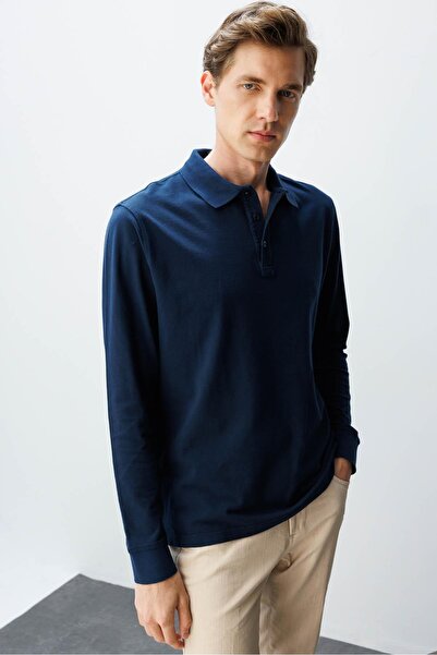 Desen Triko Чоловіча толстовка з коміром-поло Lacivert