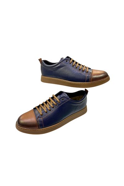 SULA Men's Lace-Up Shoes Stitched Rubber Sole Genuine Leather Tan-Lacquer