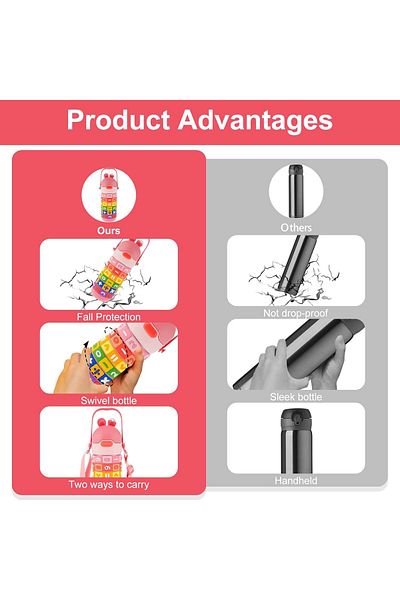 Vagonlife Generic Numbers and Mathematical Symbols 430 ml Stainless Steel Portable Handle with Removable Buckle