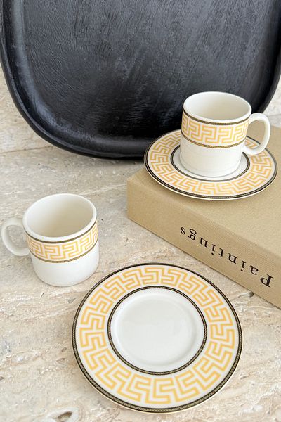 porselenden Elegance Hm Model Premium Porcelain 4 Piece Coffee Cup Set for 2 People 90 ml