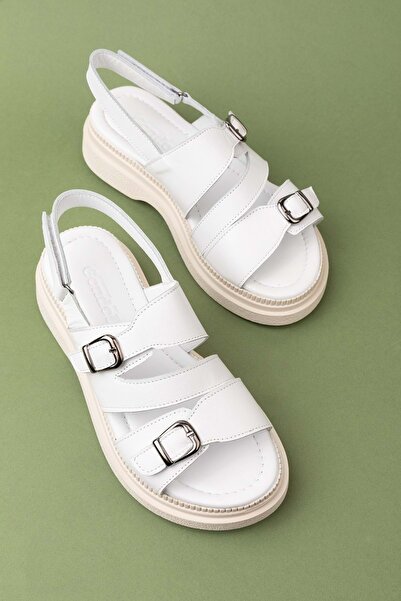 Gondol Kadın Hakiki Deri Şık Gümlük Rahat Sandalet Ez.6122