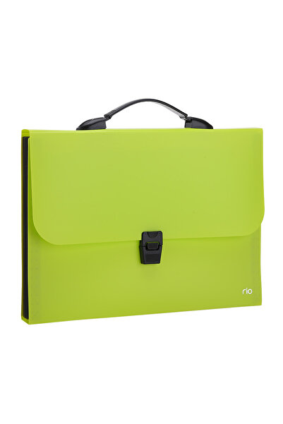 Deli Servietă din plastic cu mâner, 13 compartimente, culori neon, Deli