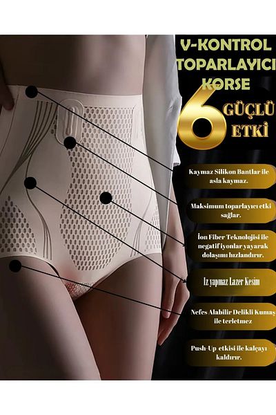 AY'S SHOP ONLİNE Women's Ionizer Seamless High Waist Corset Panties, V-Control Enhancing Butt Firming Panties Corset