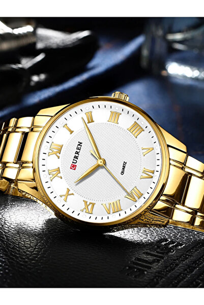 Curren 8409 Men’s Gift Watch In White Roman Quartz Wrist Watch