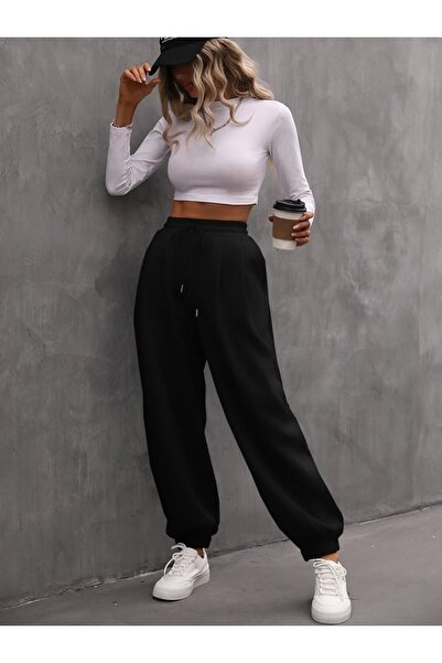 UYN SPORT Φούτερ Jogger μαύρο από βαμβακερό πολυεστέρα