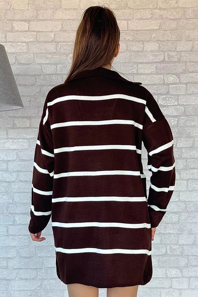 GButik's Striped Half Zip Knitwear Tunic