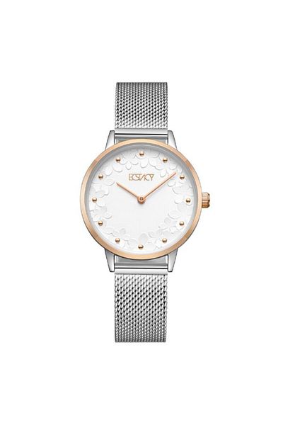 ECSTACY Women's Analog Silver Dial Watch - E23502-KMSS