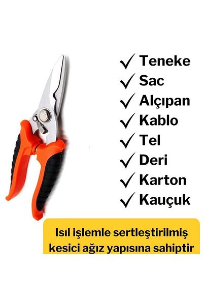 Neler Geldi Neler Tin Snips Angle Iron Shears Multi-Purpose Scissors Sheet Metal Cutting Shears Metal Plastic Wire Scissors