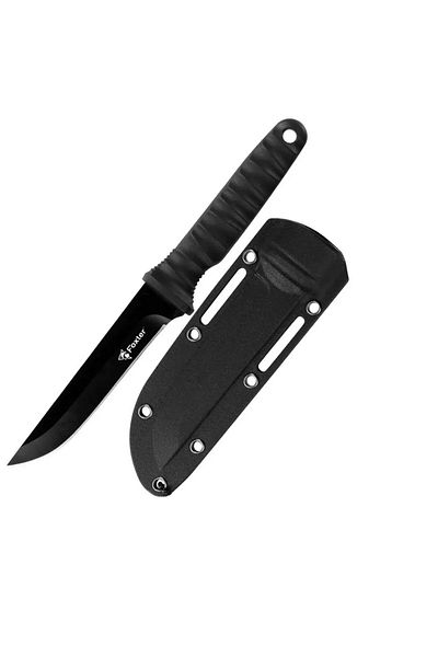 Foxter Cutit militar tactic, 21 cm, otel si plastic, teaca inclusa, negru