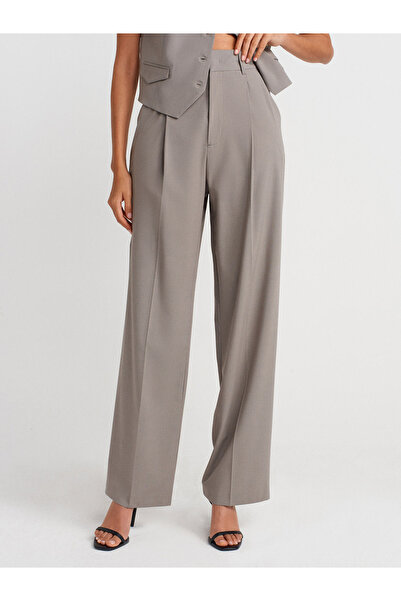 Dilvin 71652 Yüksek Bel Dökümlü Pantolon-Çağla