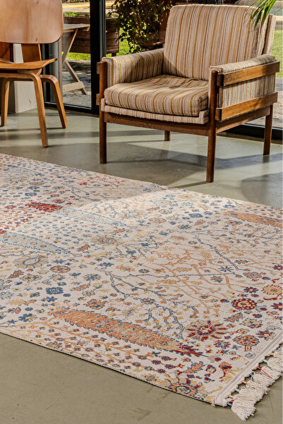 KREASYON HALI Antique AN005 Çok Renkli Hav Toz Vermez Salon Mutfak Koridor Oturma Odası Yolluk Halı