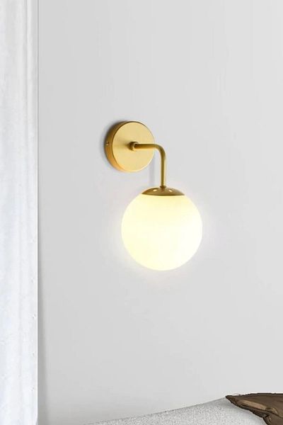 Modavize Sevda Modern Living Room - Kitchen - Bedroom Wall Sconce Antique Color White Glass Sconce
