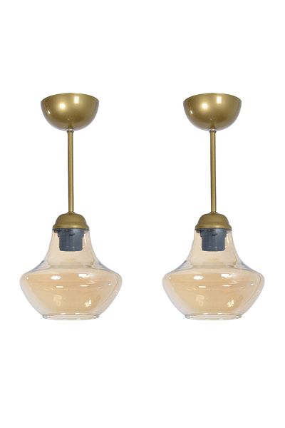 Modavize Suna Modern Living Room - Kitchen and Hall Entrance Antique - Honey Glass Single Ceiling Chandelier (2 PCS)
