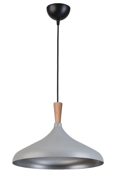 Modavize Nil Modern Design Wooden Detailed Metal Cafe - Kitchen Gray Color Single Chandelier (35 cm)