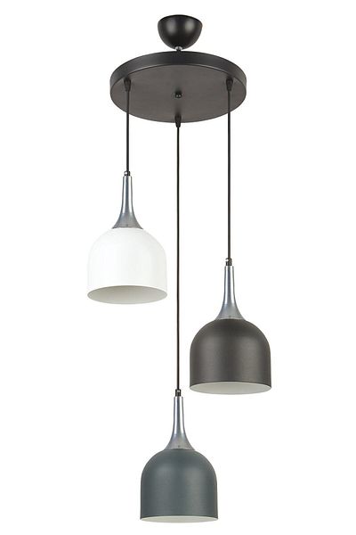 Modavize Reina Modern Design Living Room - 3-Piece Chandelier White, Anthracite and Black with Silver Detail