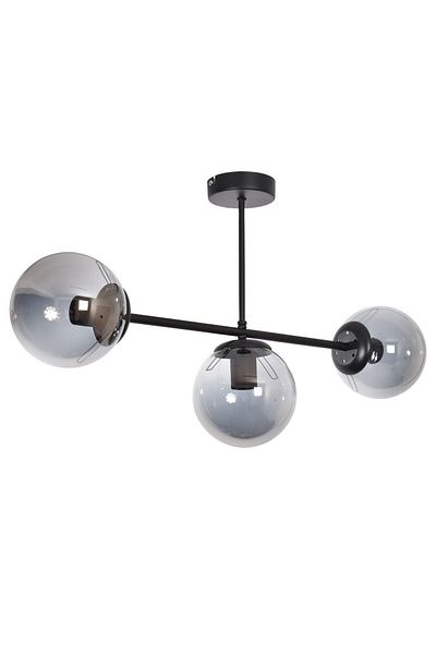 Modavize Roma Modern Design - Living Room Dining Room Set of 3, Black Smoke Glass, Row Chandelier
