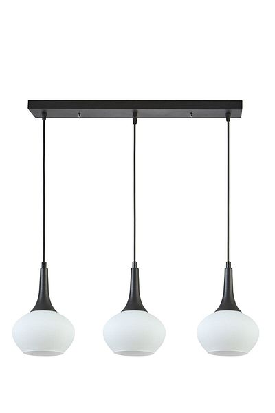 Modavize Nero Modern Design - Set of 3 White Glass Chandelier for Cafe, Kitchen, Living Room