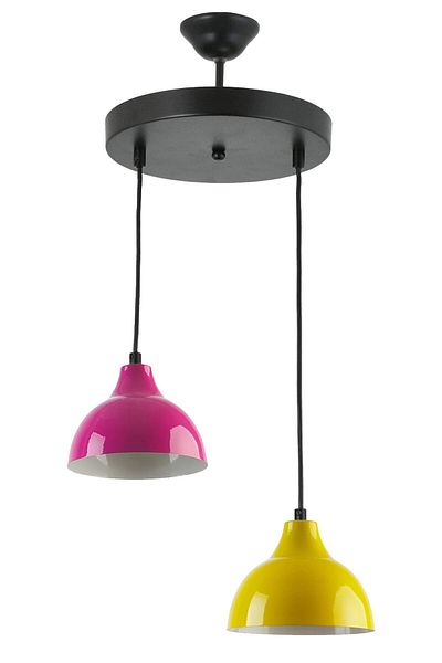 Modavize Kinder Black Living Room - Kitchen Cafe - Body Yellow Pink 2-Piece Chandelier