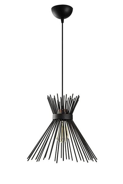 Modavize Black Single Pendant Chandelier - Small Hedgehog Retro Rustic Living Room Kitchen Cafe