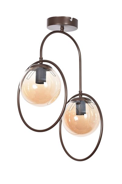 Modavize Simon Modern Living Room - 2-Piece Chandelier Brown Body Honey Glass - Kitchen and Bedroom Hall