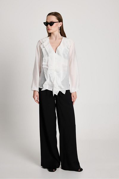 minaaise Esmee Ruffle Blouse White