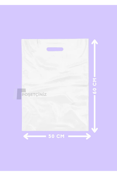 Store POSETCİNİZ Baskısız Beyaz El Geçme Mağaza Poseti 50x60 (50 ADET)
