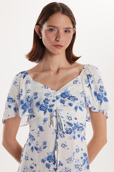 Tudors Rochie de damă, cu croială standard, cu modele, din viscoză, cu fante