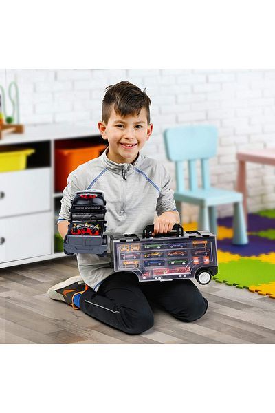 Pitikot Toy truck trailer set for transporting racing cars, Hot Wheels type