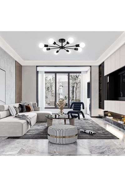 Modavize Star Black 8-Piece Chandelier - Decorative Living Room and Bedroom Design (WITHOUT BULB)