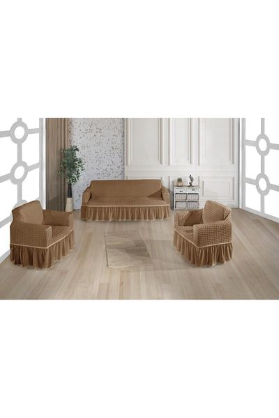 Stylish Home HUSE CREPONATE PENTRU CANAPELE 3-1-1 -TOBACCO